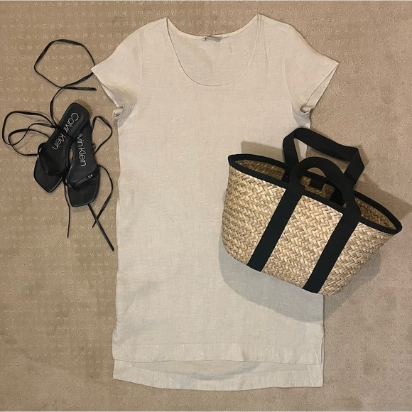 Soft Surroundings Dresses & Skirts - **SOLD**Soft Surroundings, 100% Linen, Relaxed Fit, Short Sleeve Dress, Beige